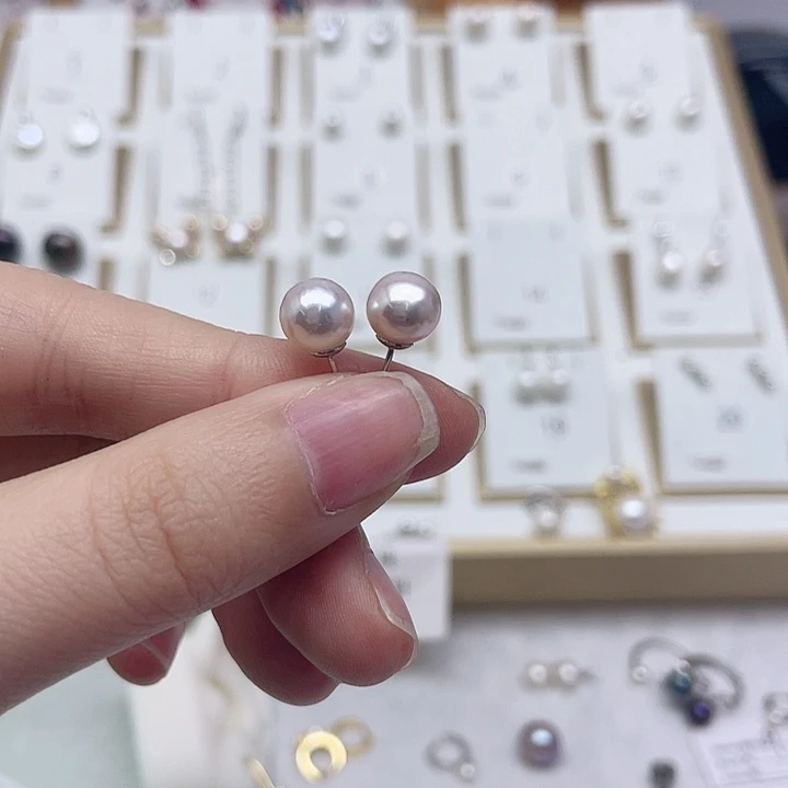 淡水珍珠耳饰银S925镶嵌小*樱
