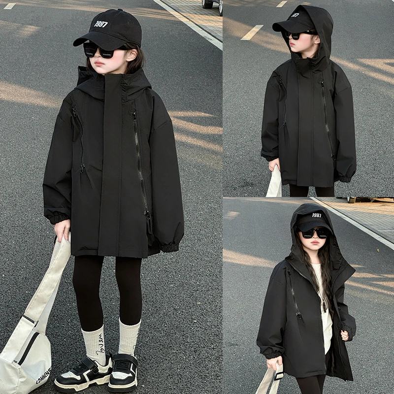 女童外套春秋款2025新款儿童洋气时髦秋季风衣女孩大童秋装冲锋衣