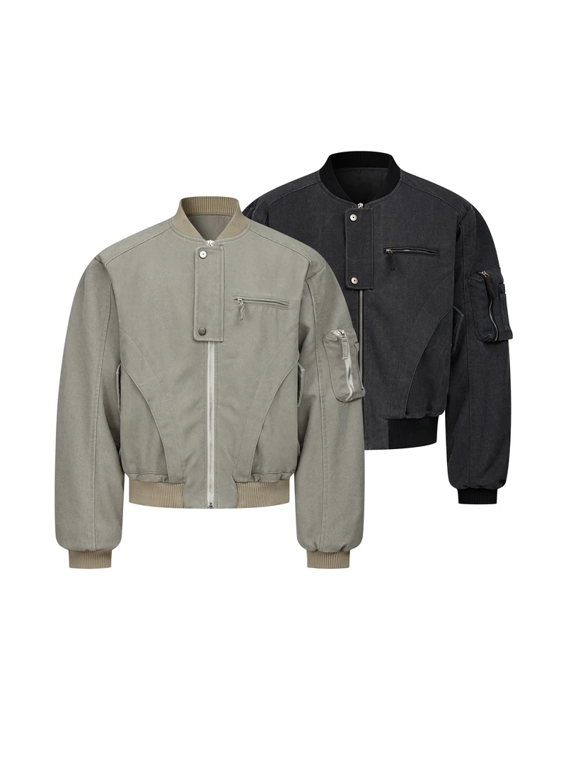 美式重磅水洗帆布工装短款外套男美式潮牌宽松炸街痞帅夹克上衣潮