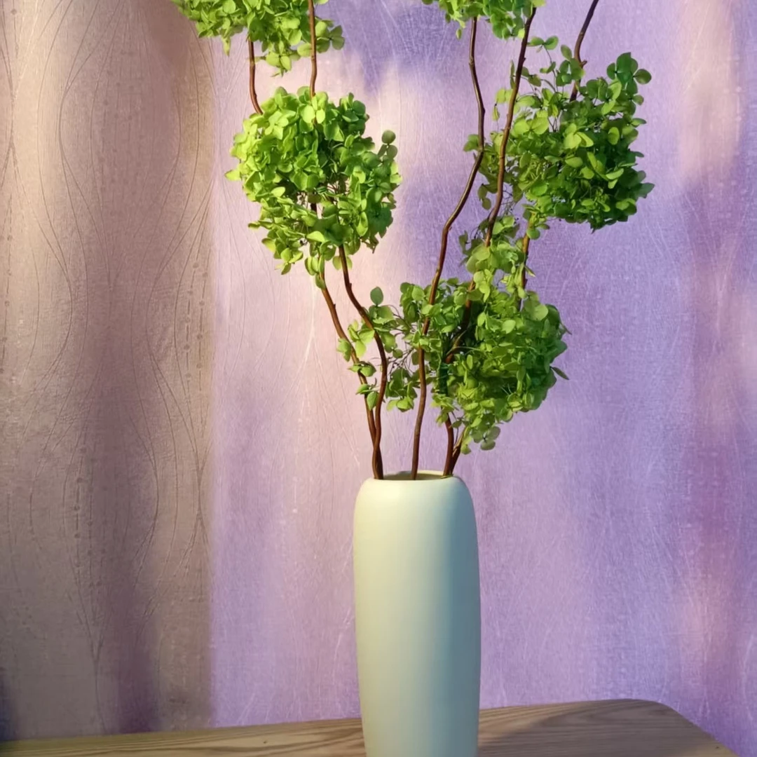 龙柳枝干绣球永生真花花艺摆件ins风