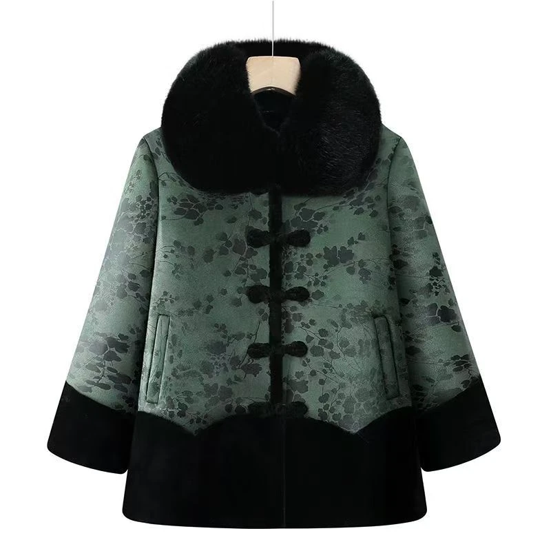 12050-奶奶装冬装加绒大衣老年人妈妈冬季外套【老仓库】