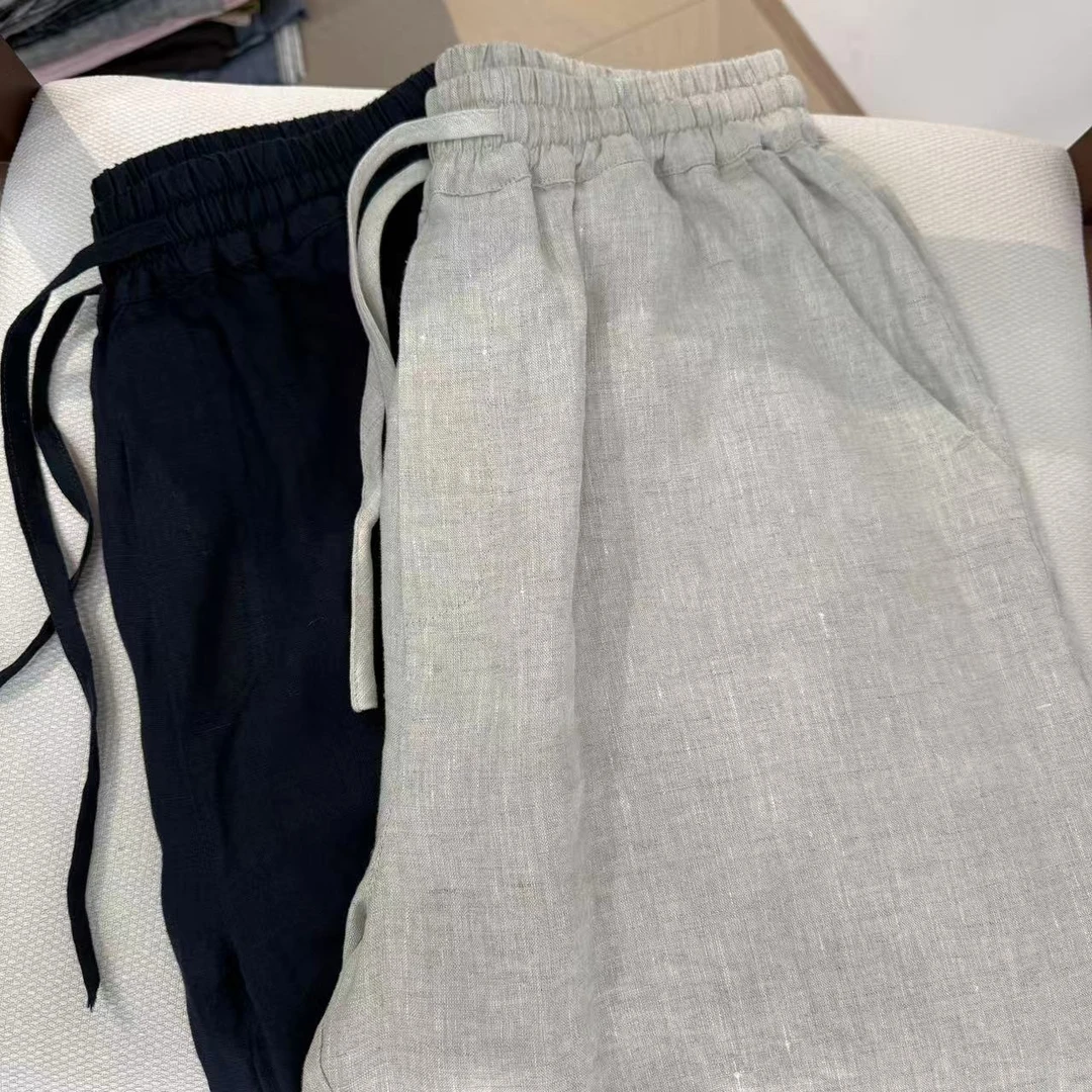 【左耳与麻】2025夏季新款100%雨露亚麻男士短裤休闲裤52111
