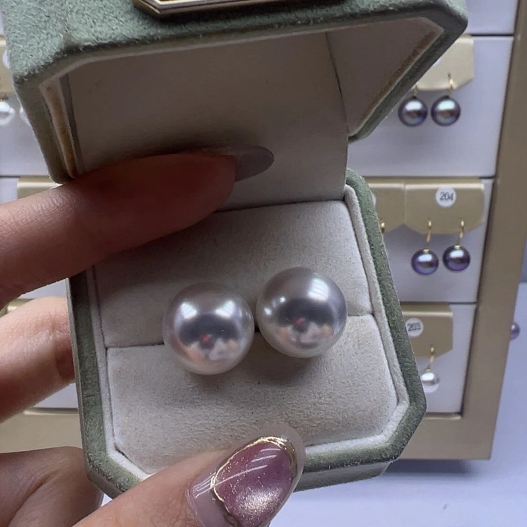 耳饰银S925镶嵌淡水珍珠