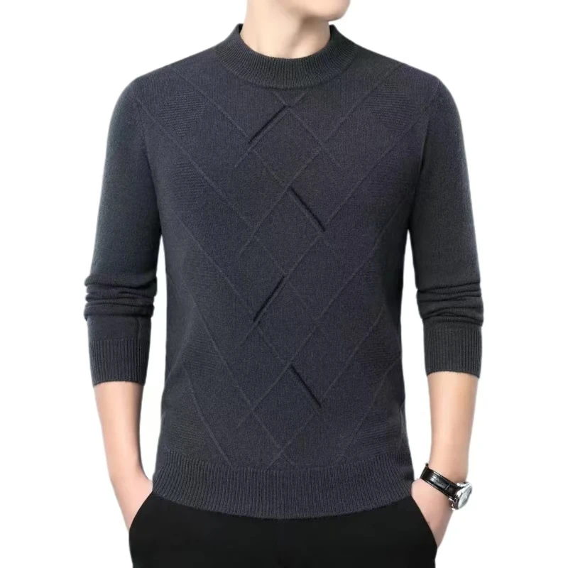 100%羊毛衫男款毛衣高领羊毛衫男款男士加绒打底衫