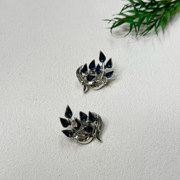 铜合金合成锆石耳饰 【六六中古】孤品复古耳夹te0653