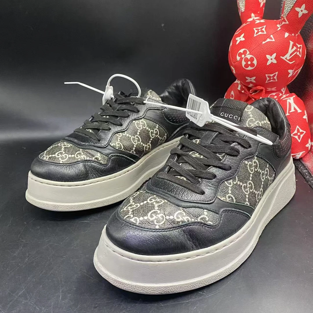 【聚星福利】GUCCI/古驰95新舒适休闲黑灰老花饼干鞋41.5码ddm1668