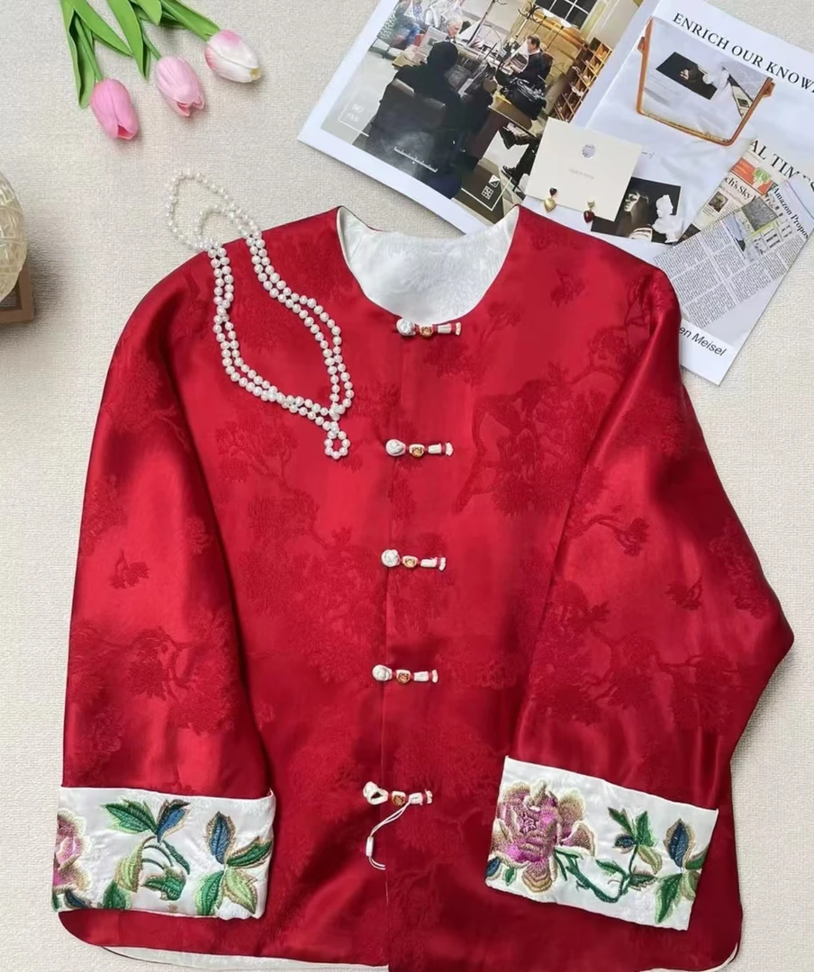 【深圳南油二姐】新中式国风设计师长袖新年提花外套9163