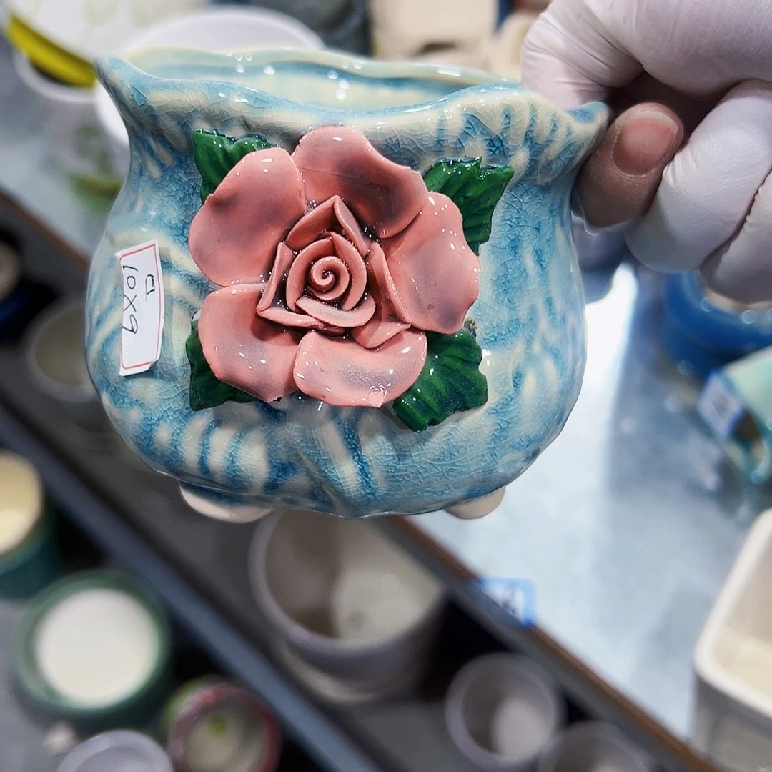 有孔外贸尾陶瓷花盆凑单10米包邮