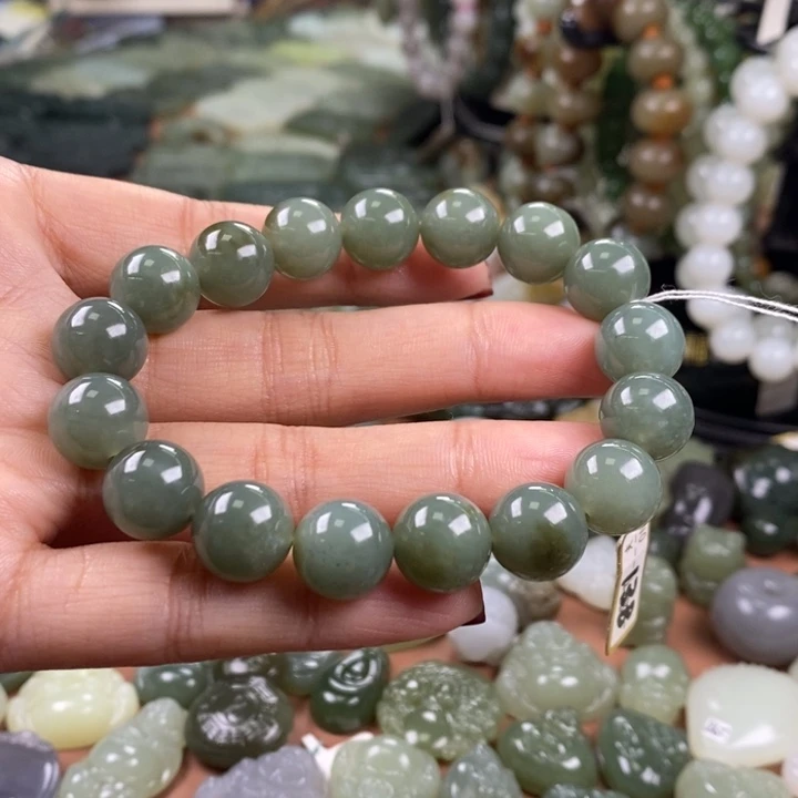 和田玉未镶嵌颈饰和田玉卡12手串