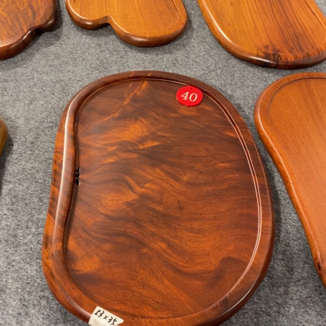 不***）缅甸红花梨自然随形茶盘