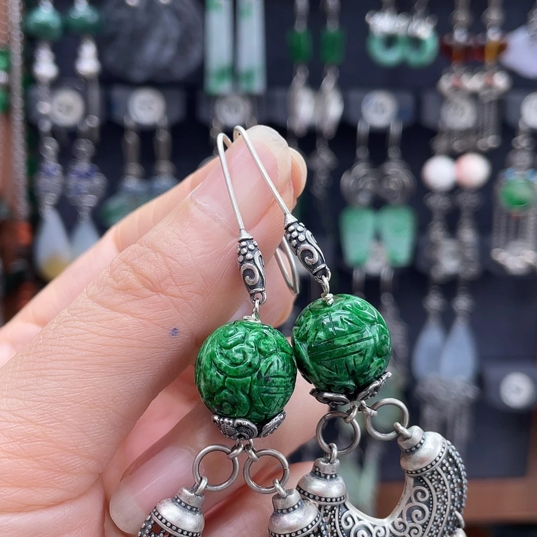 翡翠银S925镶嵌耳饰得****洋159ghjhhh