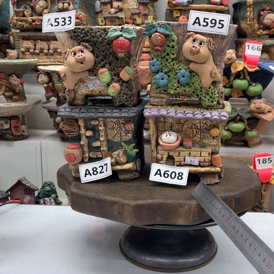 红陶@****嘟花盆4只瑕嘟嘟