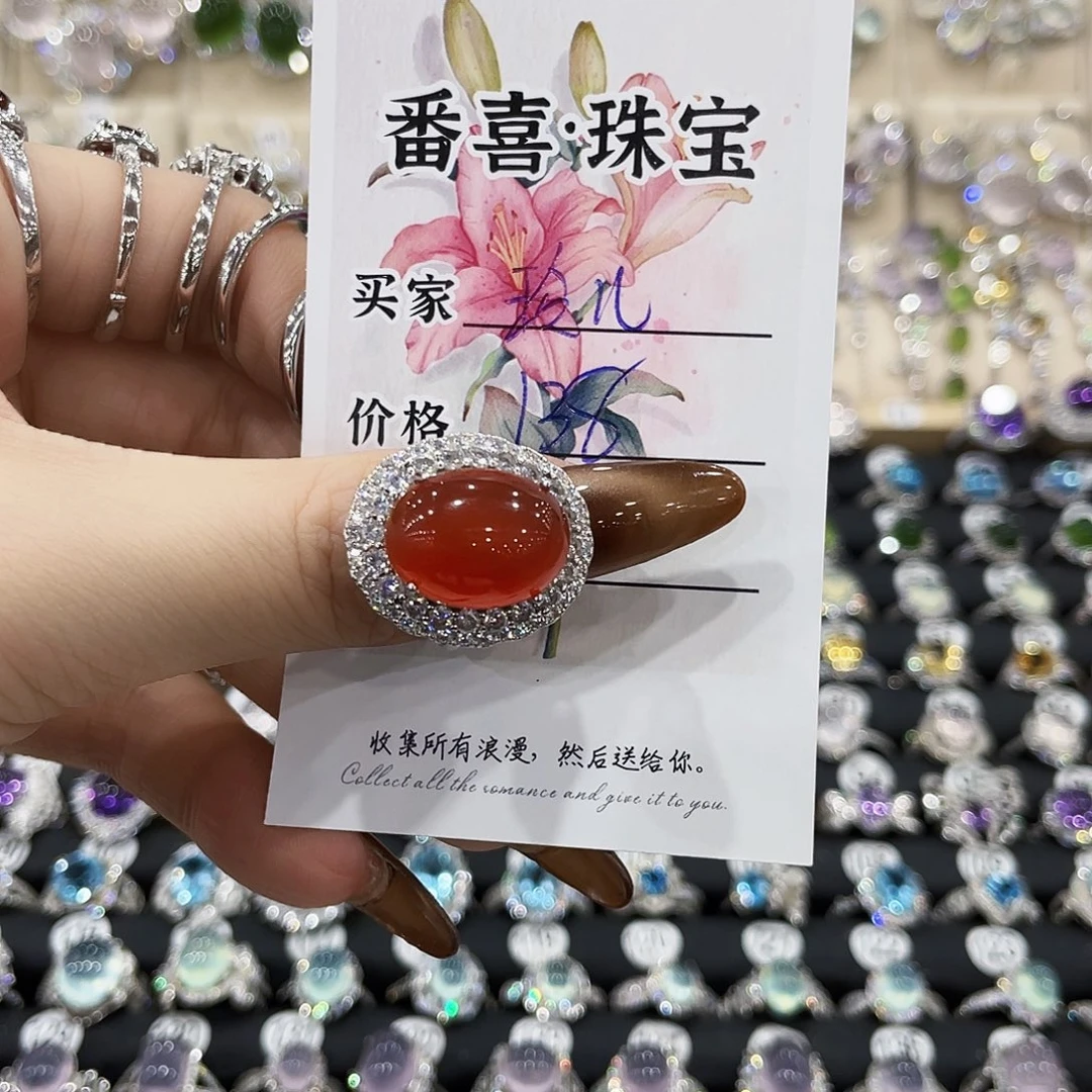 玲***。银S925镶嵌蛇纹石玉戒指戒指