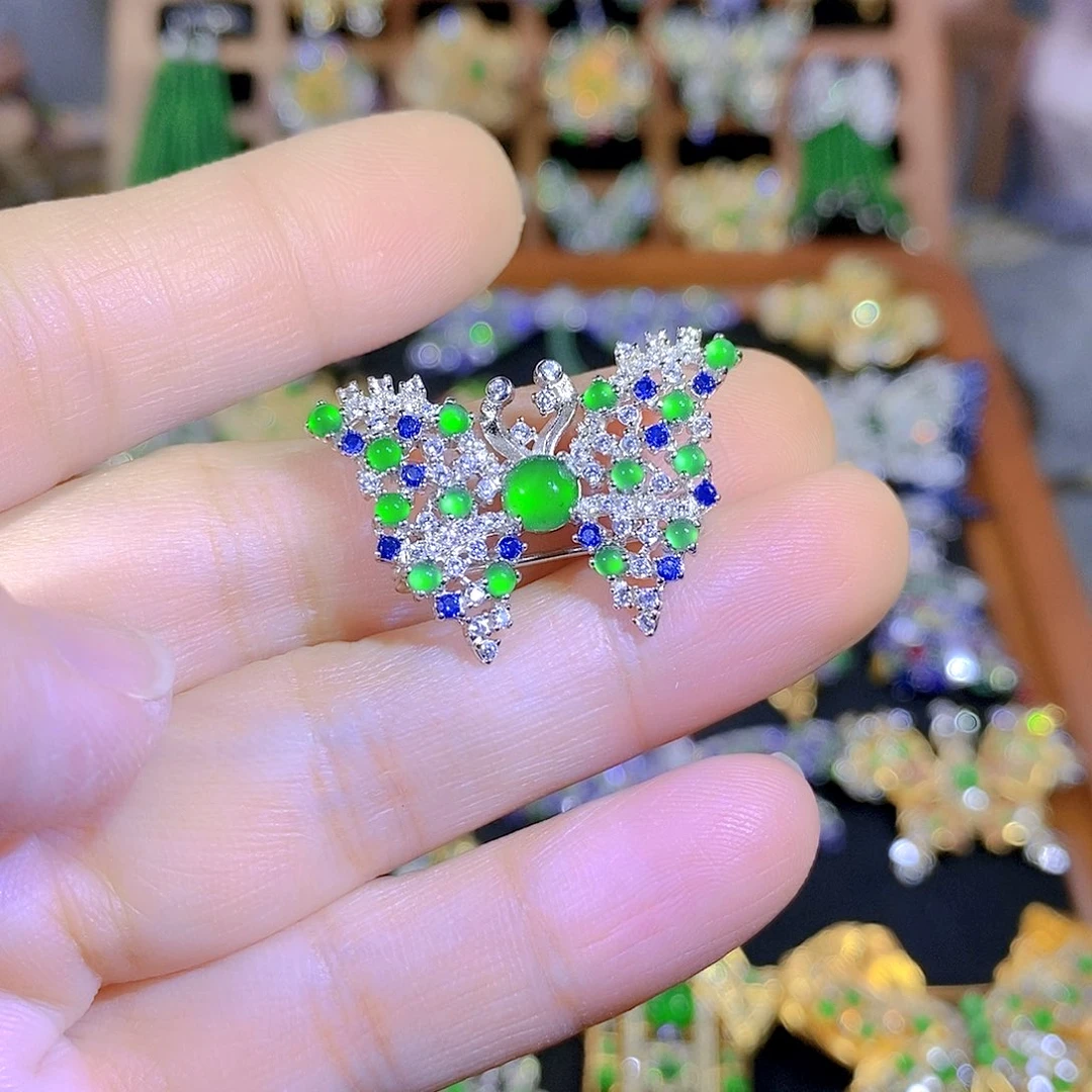 银S925镶嵌挂件翡翠