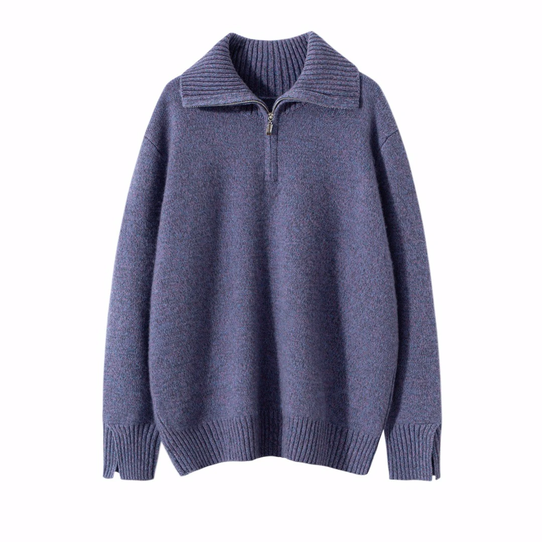 花纱半拉链羊绒衫 yy 302