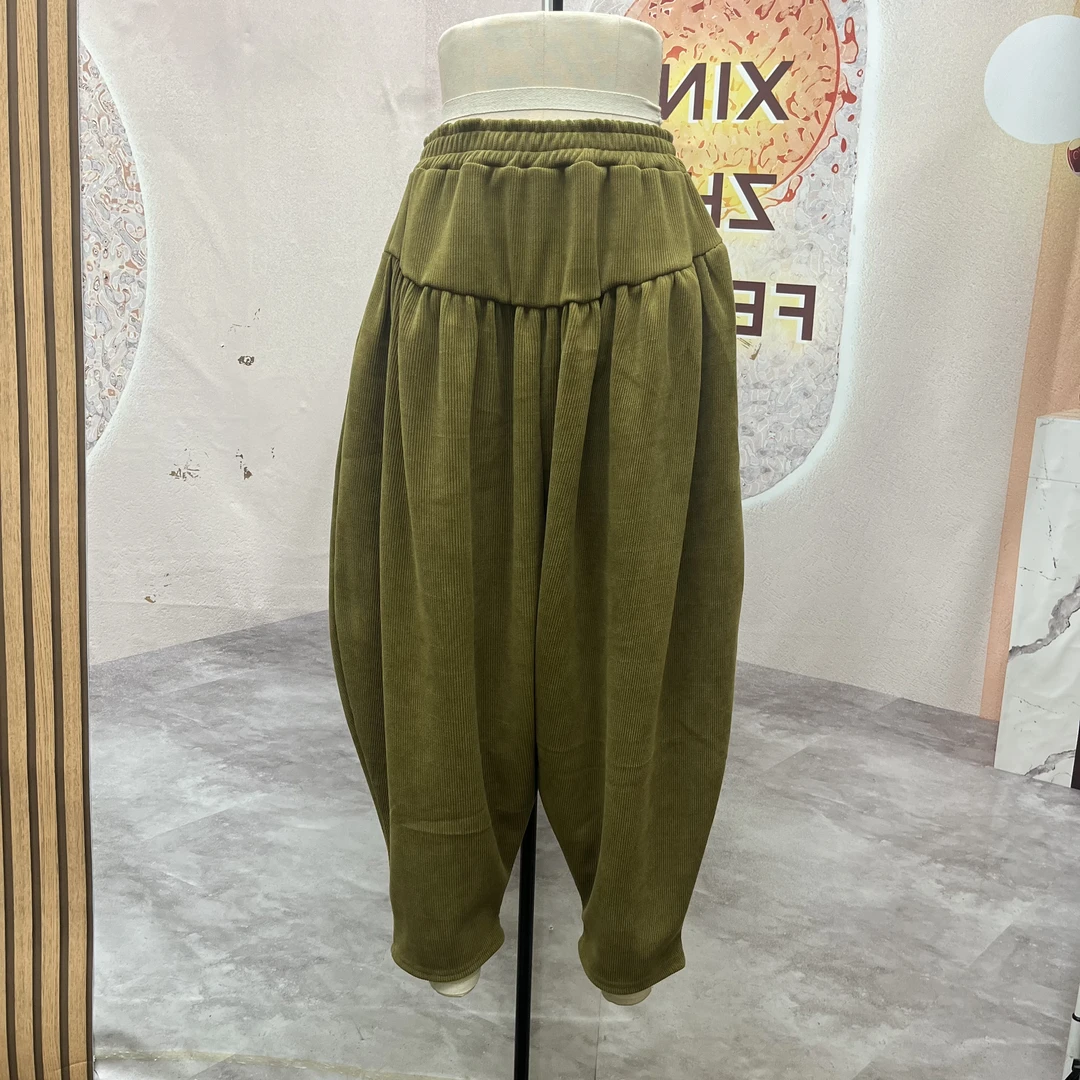 8578-5德泉峰冬季新款宽松休闲百搭显瘦遮肉洋气雪尼尔哈伦裤
