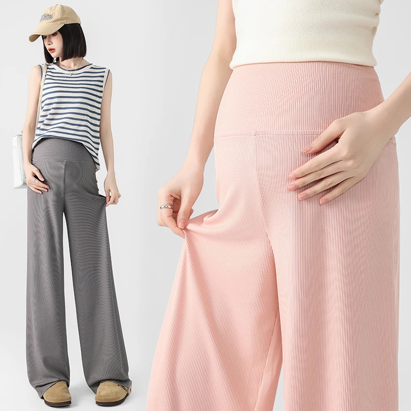 2025年新款无抽绳孕妇冰丝裤糯米慵懒阔腿裤宽松休闲垂感裤山本裤