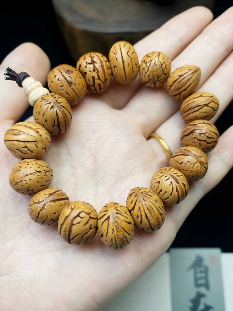 【6036】桃木核桃手串桃胡脑纹桃核手串文玩男女念珠核雕16mm无礼盒