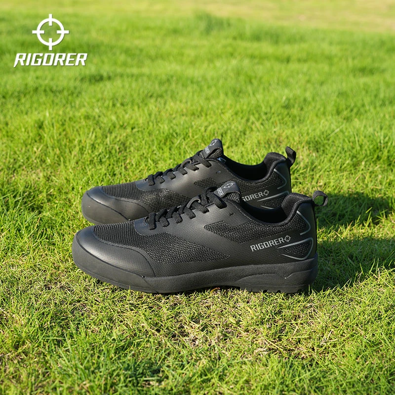 RIGORER/准者新款夏季户外徒步轻便舒适防滑网面低帮黑色休闲男鞋