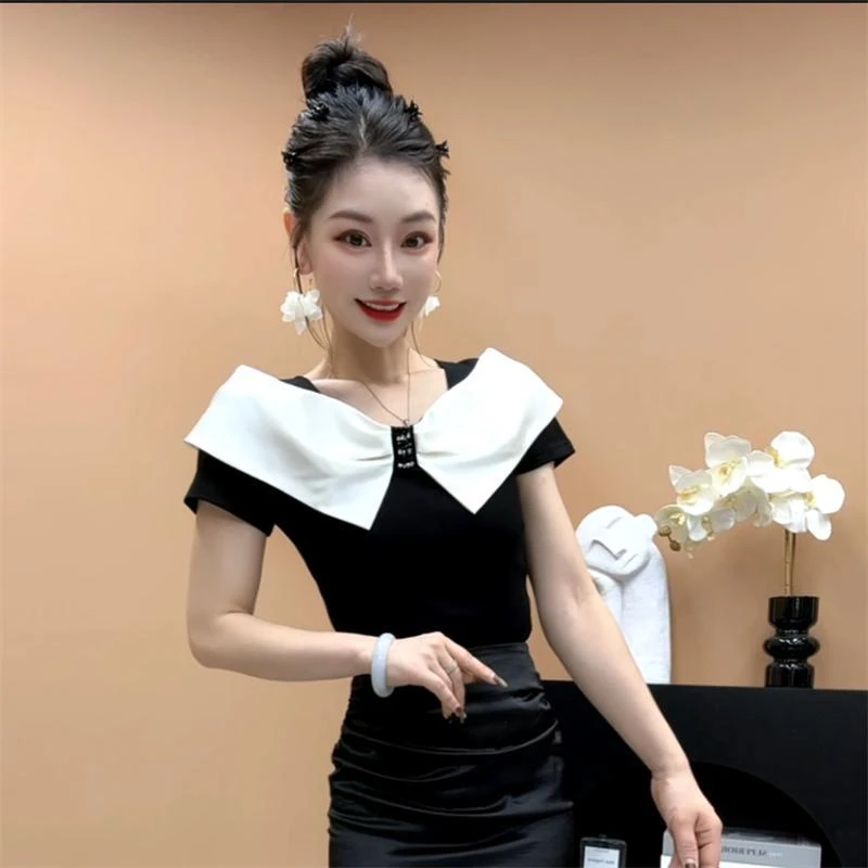 欧洲站t恤女减龄洋气上衣修身短袖高级感2025年新款时尚夏季半袖