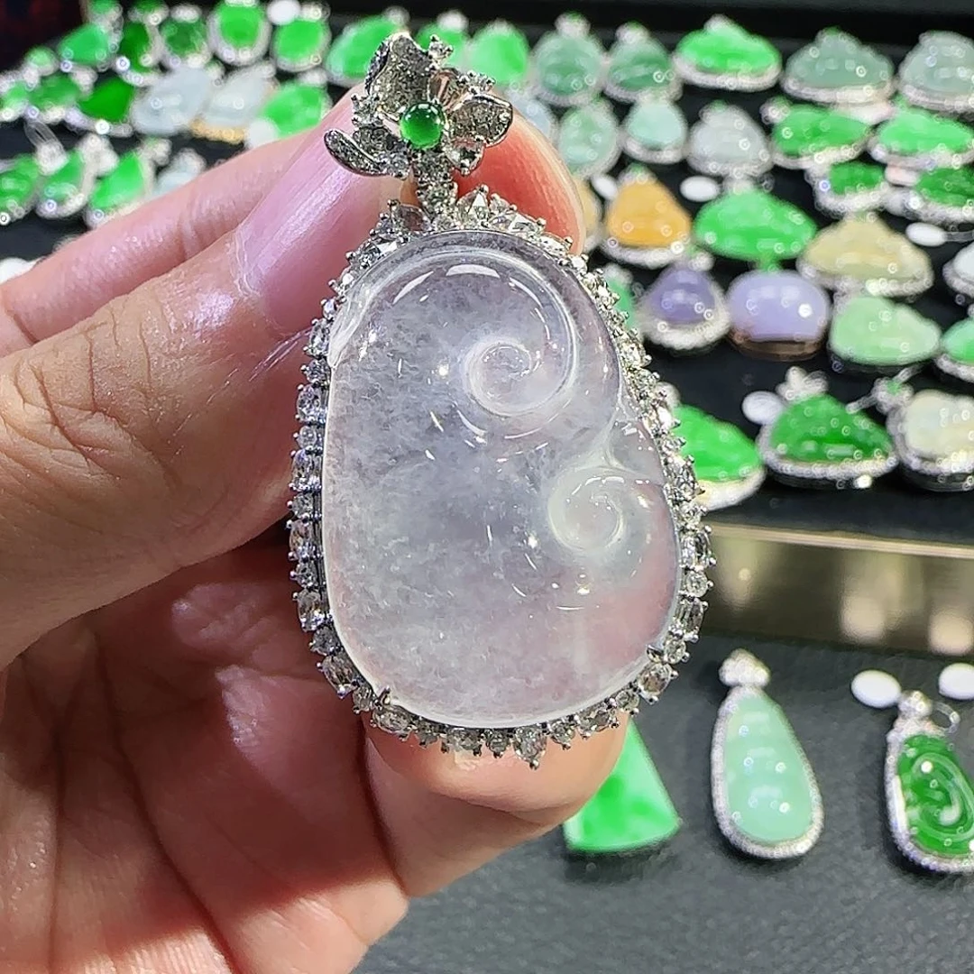 翡翠18K金镶嵌吊坠(不含链)