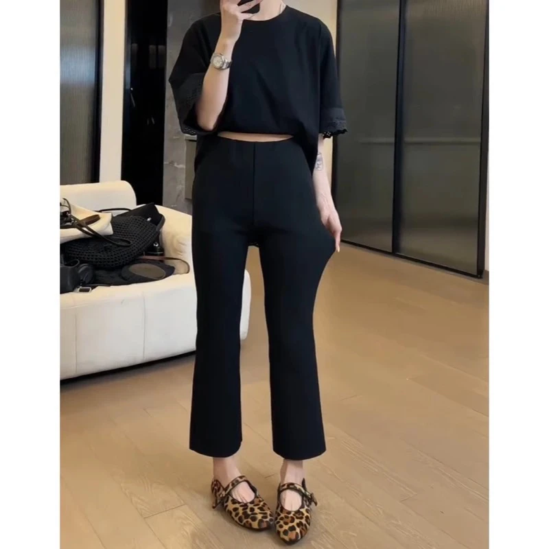 高弹九分微喇裤(92587)