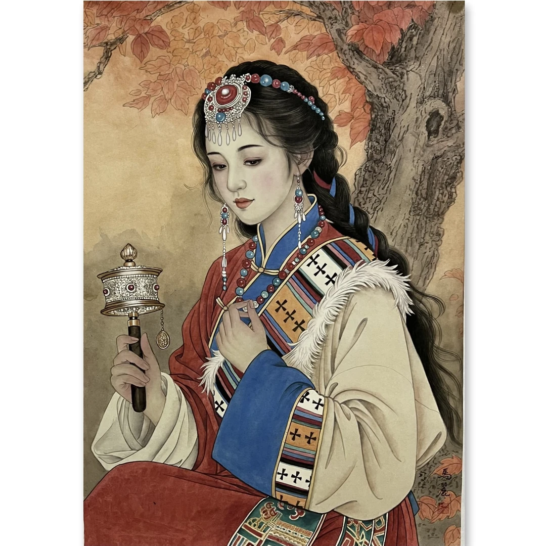 马丽+手绘+72*50厘米+工笔人物