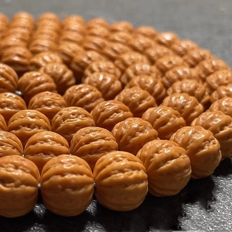 原皮原色精品雕刻猴头核桃手串京八棱南瓜桩凤羽冷门收藏文玩男士