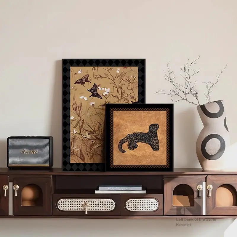 《百蝶图》法式中古风摆件家居客厅装饰画国风复古高级感桌面摆画