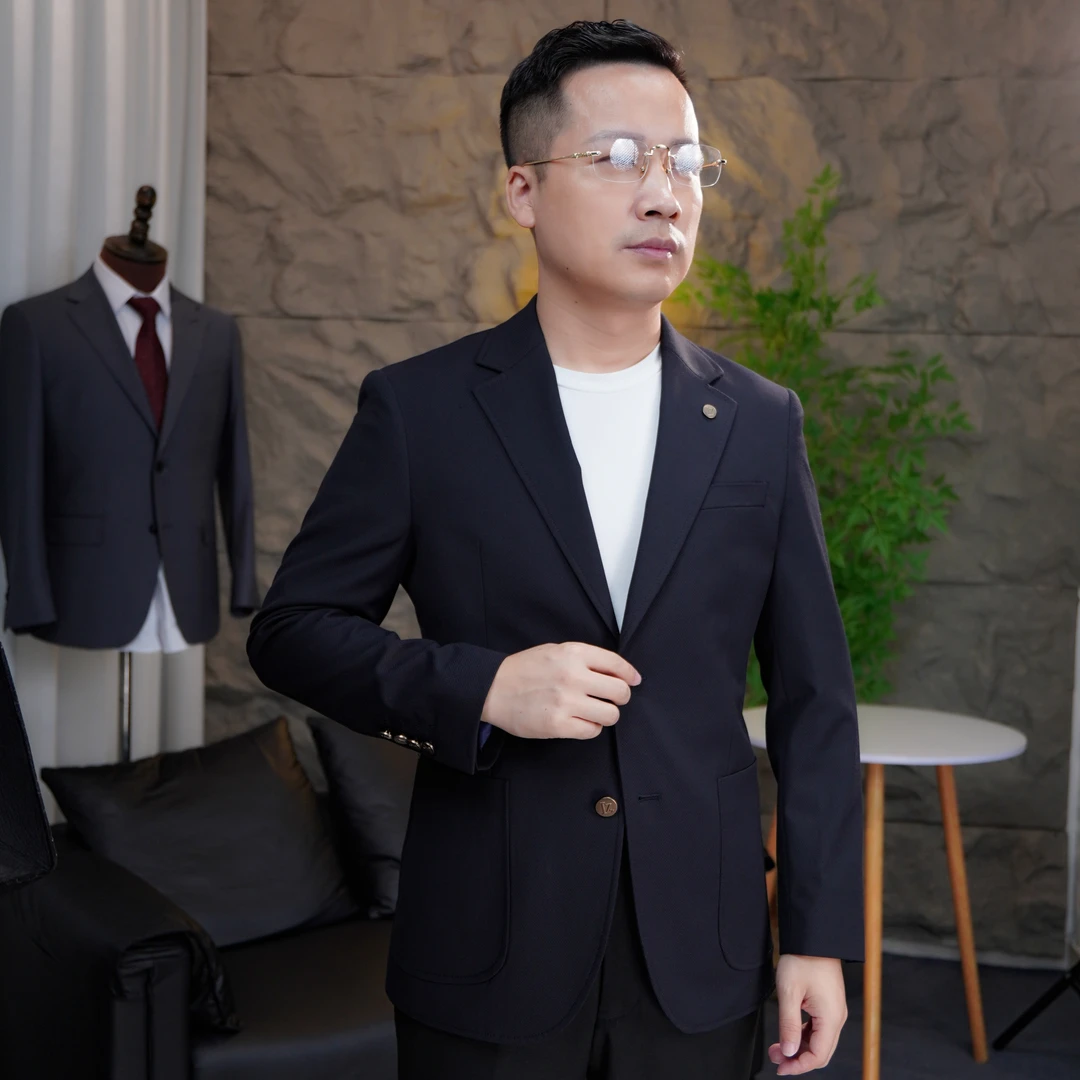 小个子男士休闲单西四季长袖修身商务休闲单西男式平驳领休闲上衣