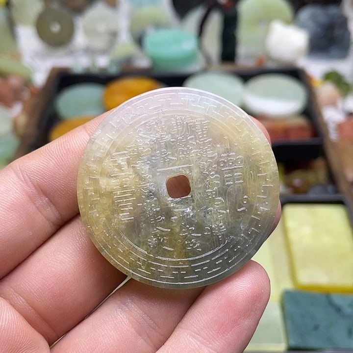 蛇纹石玉挂件合金紫*