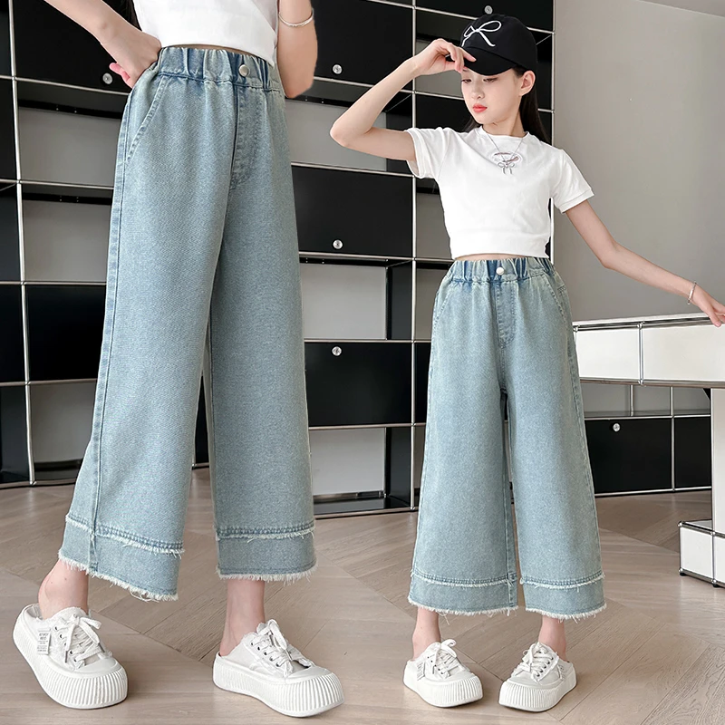 女童裤子夏季薄款儿童牛仔短裤外穿韩版七分裤中大童休闲时尚夏装