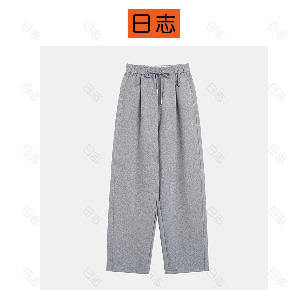 PIPO【直筒推灰色】休闲松紧抽绳时尚设计师百搭舒适休闲裤DDS3P203