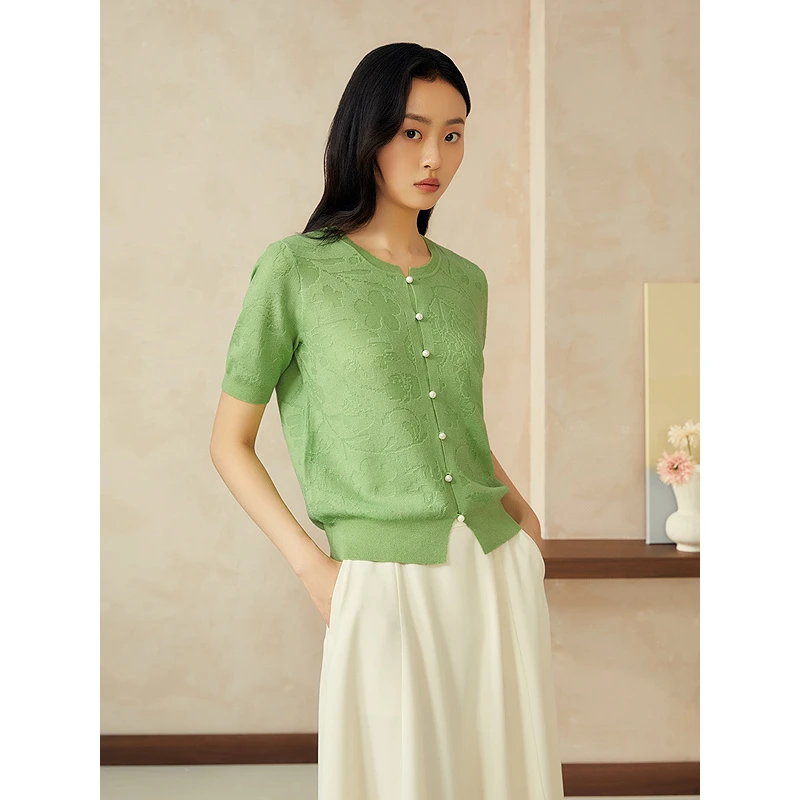 YINER音儿2025夏季法式提花国风出游服装女8C65206116/8C65206111