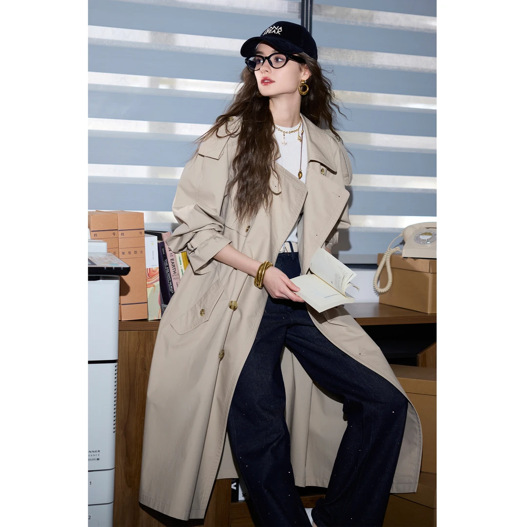 ANNASPEAK收藏级 100%Supima匹马棉复古廓形中长风衣外套