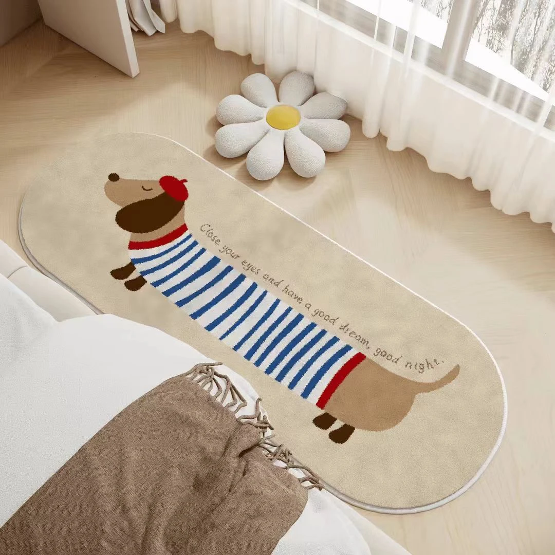 腊肠狗长条地毯加厚仿羊绒卡通家用卧室吸水耐磨可爱脚垫地垫客厅