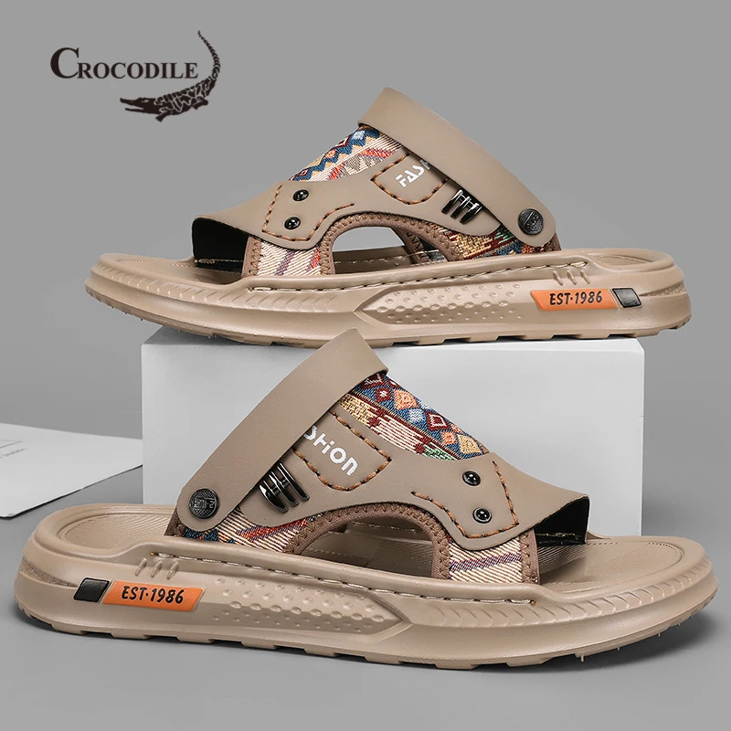 鳄鱼恤凉鞋男款2025新款夏季外穿司机开车两用青少年潮牌民族风沙
