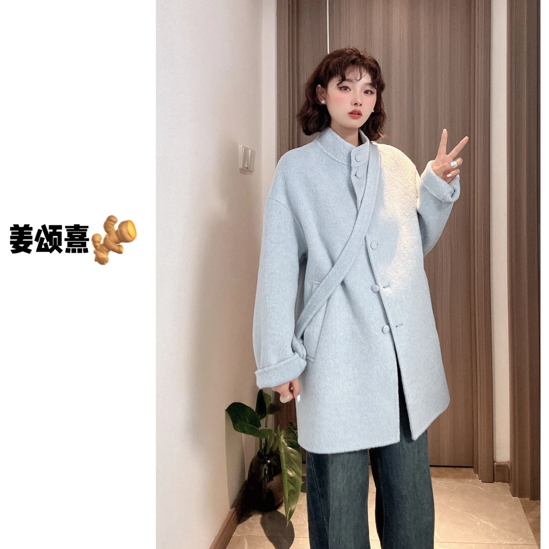 【姜颂熹】新款羊毛宽松气质高级感中长款时尚大衣25069