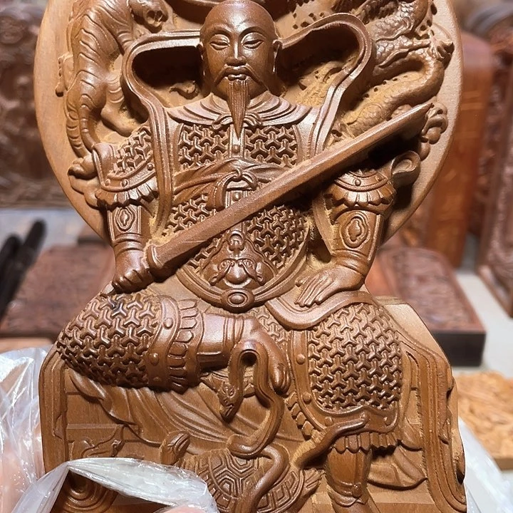 枣木丹**莲枣木真武摆件