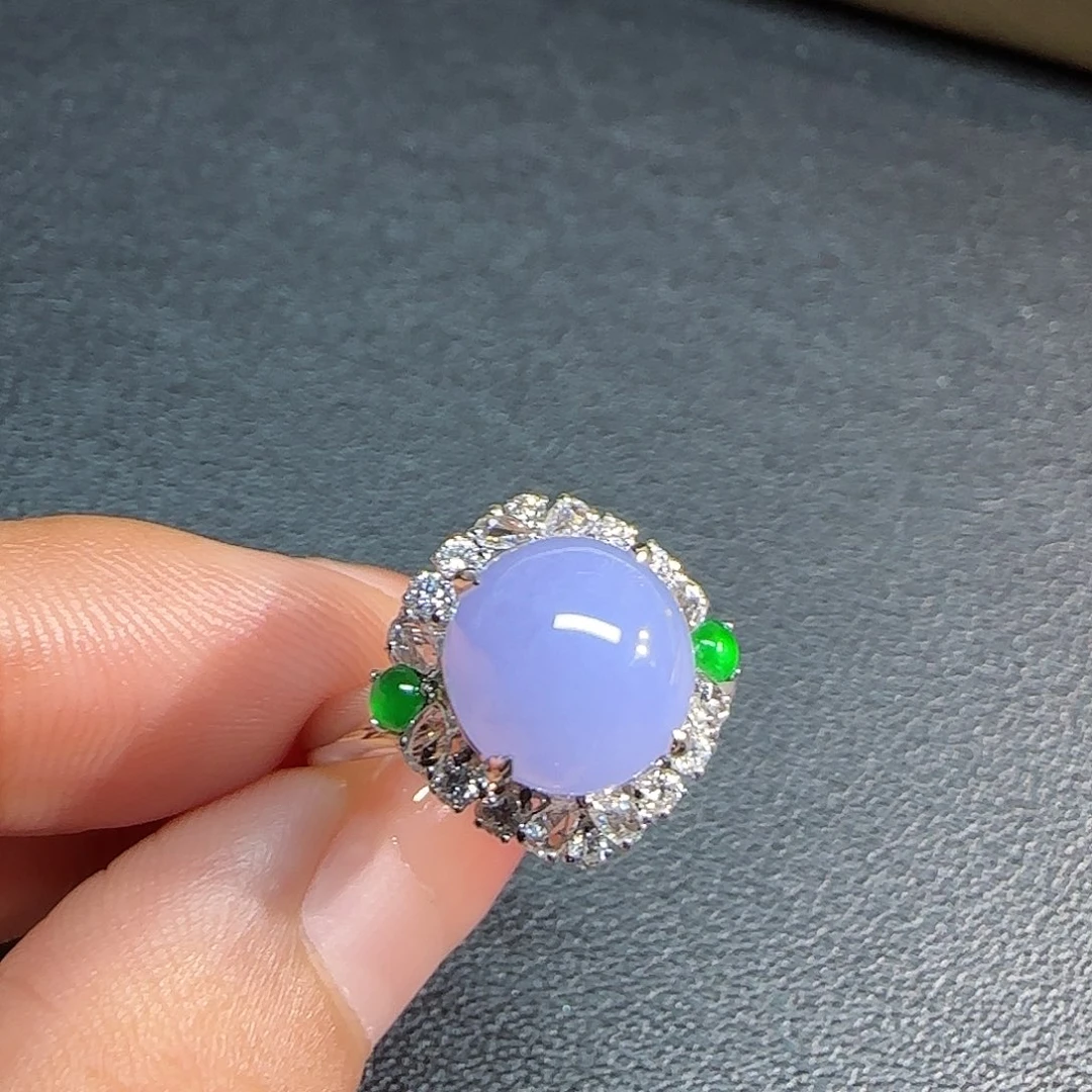 翡翠戒指18K金镶嵌戒指