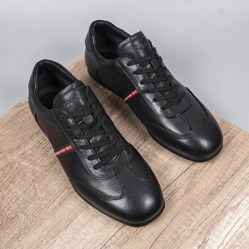青年春季日常商务皮鞋男款系带时尚百搭潮流德训鞋真皮软底贝壳鞋