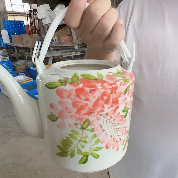 景德镇高温陶瓷紫藤花提梁壶1个