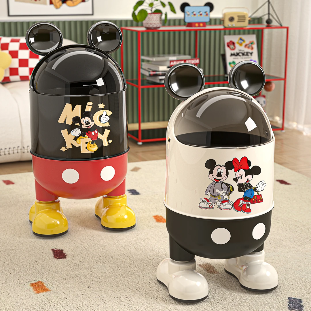 米奇垃圾桶家用客厅轻奢高档新款高颜值创意卧室厨房大号带盖纸篓