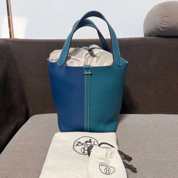 99新 Hermes/爱马仕 拼色菜篮子 鱼鱼