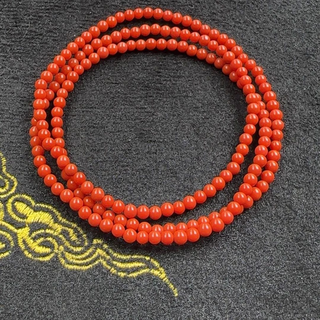 糖***儿南红玛瑙未镶嵌手串满色满肉4mn锦红多圈