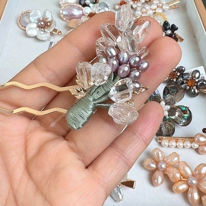 秋***）淡水珍珠发饰未镶嵌