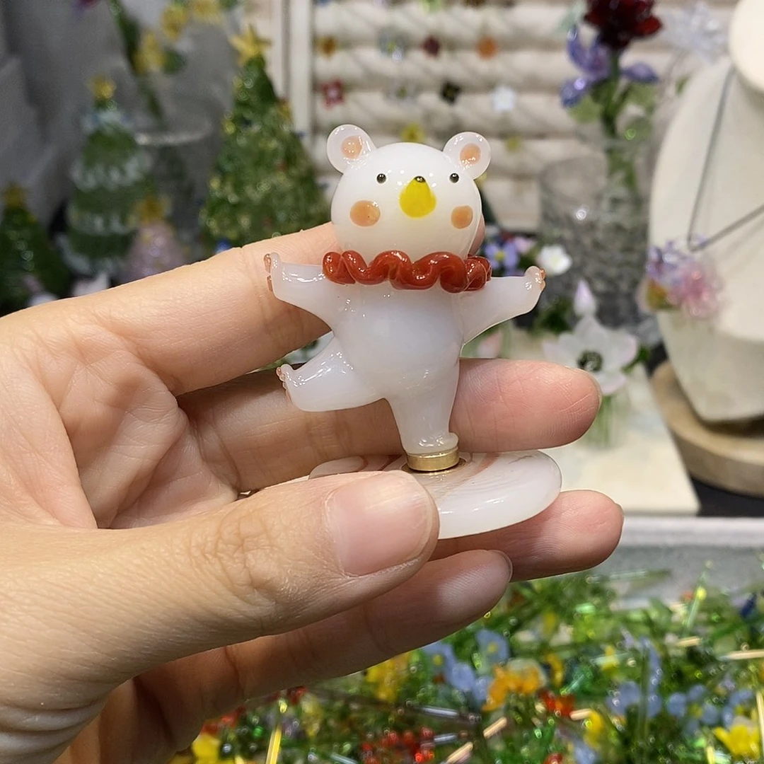 琉璃手工艺品红色小熊