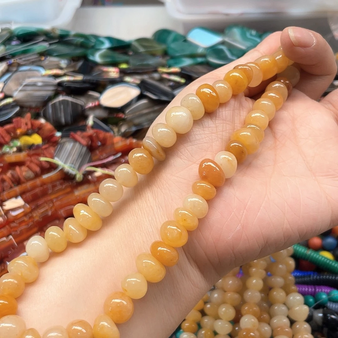 玛瑙/玉髓合金手串老黄玉土豆卡12