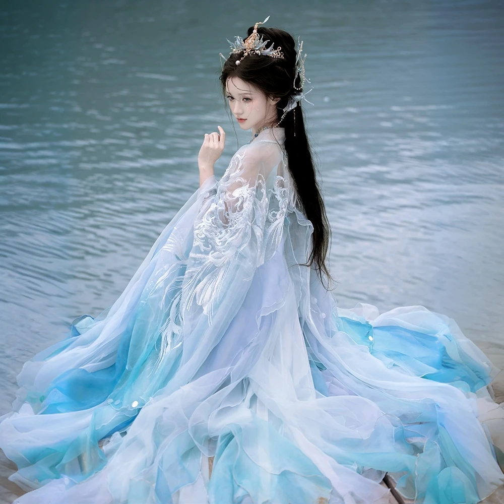 【人鱼姬汉服版】神话系列重工刺绣大袖衫涂七七汉服女套装唐制