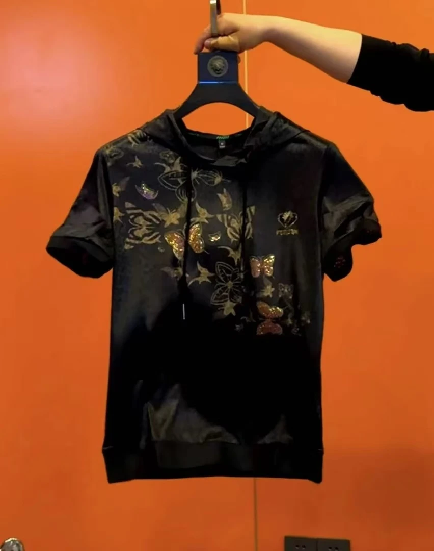 冰丝连帽小清新通用休闲T恤潮流轻奢男士短袖常规9M010款